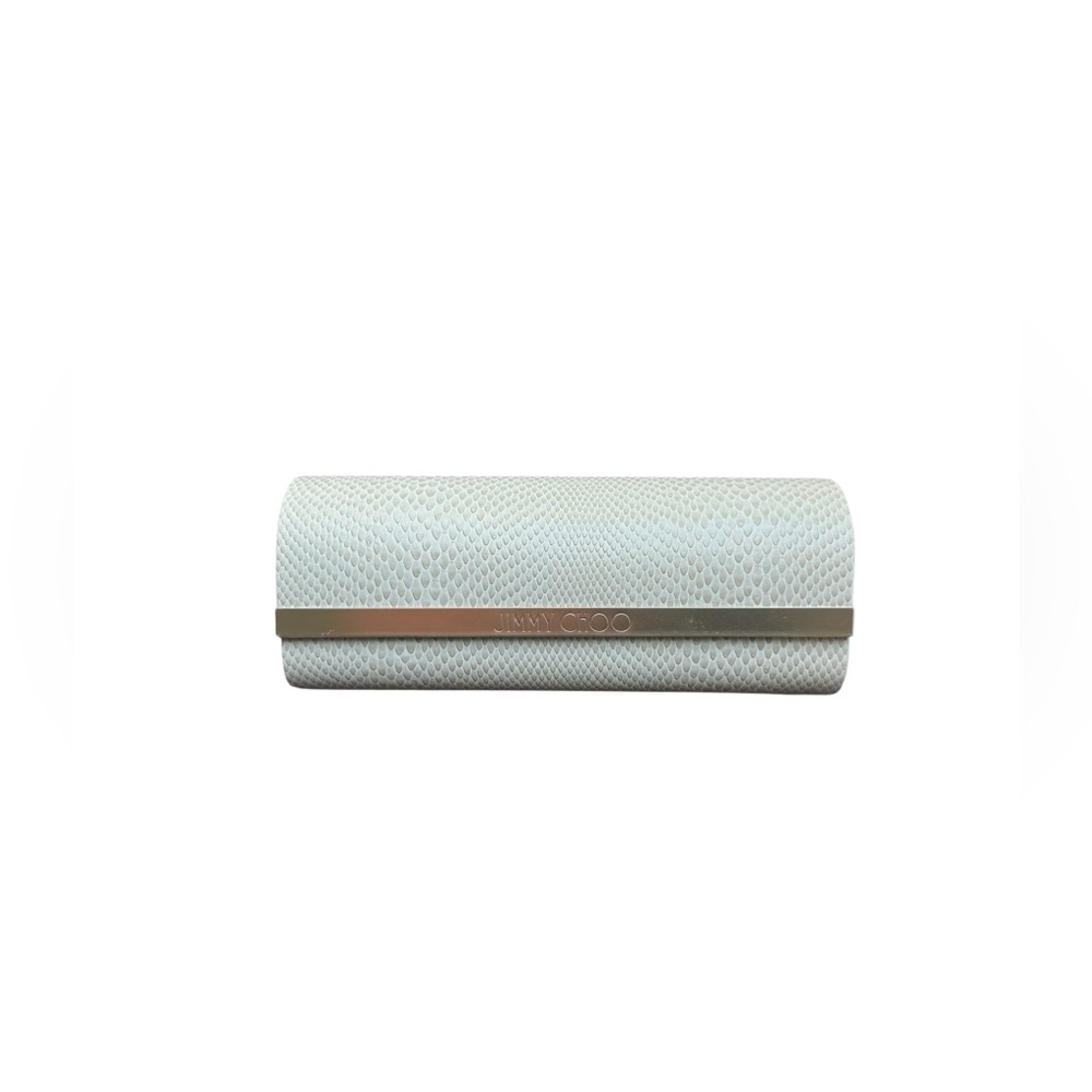 Jimmy Choo Ivory Snakeskin Patterned Leather Sunglasses Case